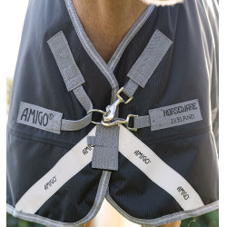Manta Horseware Amigo 1200D Poney Turnout 50g Negro / gris titanio / plata