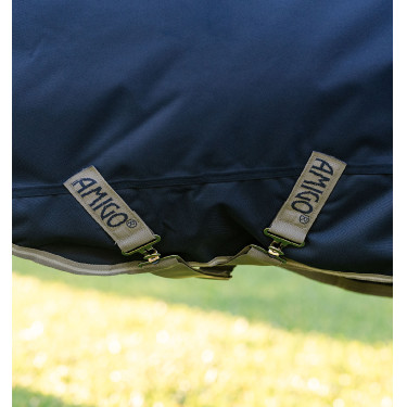 Manta Horseware Amigo 1200D Plus Poney Turnout 50g Marino / gris titanio / plata Azul marino