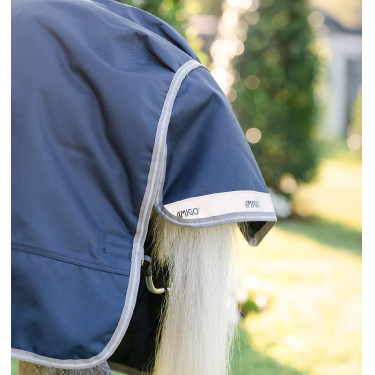 Manta Horseware Amigo 1200D Plus Poney Turnout 50g Marino / gris titanio / plata Azul marino