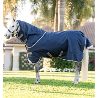 Manta Horseware Amigo 1200D Plus Poney Turnout 0g Marino / gris titanio / plata Azul marino