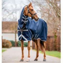 Manta Horseware Amigo 1200D Integrated Turnout 50g Marino / gris titanio / plata Azul marino