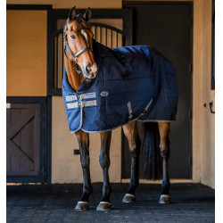 Manta de cuadra Horseware Rhino 100g Negro / gris titanio / azul clásico Manta de cuadra Horseware Rhino 100g Negro / gris titanio / azul clásico