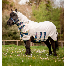 Cobertura Horseware con cuello irrompible Amigo para mini Tiza / marino / rosa Blanco