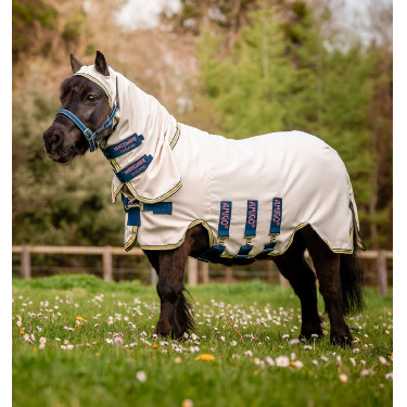 Cobertura Horseware con cuello irrompible Amigo para mini Tiza / marino / rosa Blanco