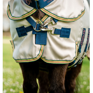 Cobertura Horseware con cuello irrompible Amigo para mini Tiza / marino / rosa Blanco