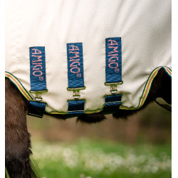 Cobertura Horseware con cuello irrompible Amigo para mini Tiza / marino / rosa Blanco
