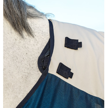 Manta de exterior Horseware Rambo® Summer 0g con disco y forro de 100g Azúl marino / gris