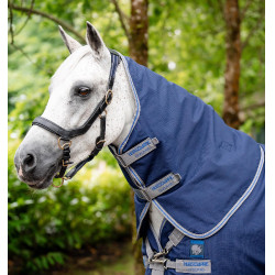 Manta de exterior Horseware Rhino® Plus Pony 250g Negro / gris titanio / azul clásico Manta de exterior Horseware Rhino® Plus Pony 250g Negro / gris titanio / azul clásico