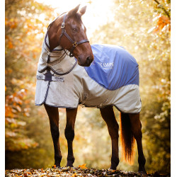 Cobertura de exterior Horseware Rambo® Autumn Series con cierre de disco exterior 0g con forro de 100g Azúl marino / gris