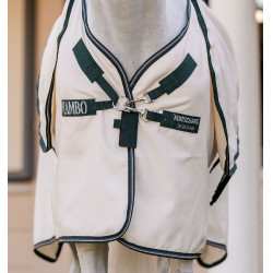 Cobertura integral Horseware Rambo hoody Poni 0g Tiza / verde cazador / plata Blanco