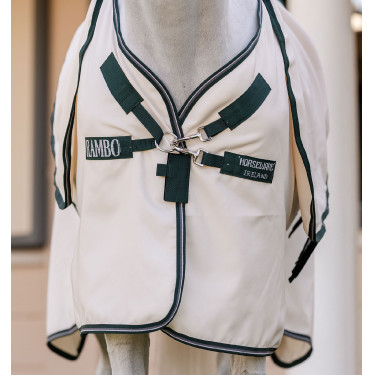 Cobertura integral Horseware Rambo hoody Poni 0g Tiza / verde cazador / plata Blanco