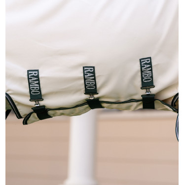 Cobertura integral Horseware Rambo hoody Poni 0g Tiza / verde cazador / plata Blanco