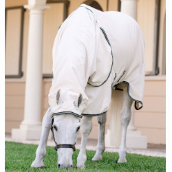 Cobertura integral Horseware Rambo hoody Poni 0g Tiza / verde cazador / plata Blanco