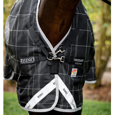 Manta Horseware Rhino Wug Vari-Layer 450g Negro / cuadros blanco gris