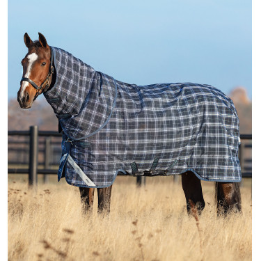 Manta Horseware Rhino Plus Turnout 0g Marino a cuadros / índigo Azul marino