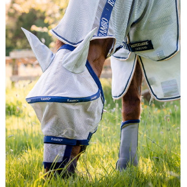 Máscara anti-moscas Horseware Rambo Plus Plateado / azul