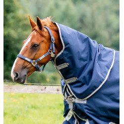 Cuello Horseware Amigo® Bravo 12 Original 150g 1200D Marino / gris titanio / plata Azul marino