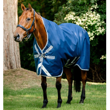 Manta para caballo Horseware High Neck Amigo® Bravo 12 Original 250g 1200D Marino / gris titanio / plata Azul marino
