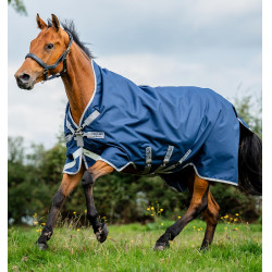 Manta para caballo Horseware High Neck Amigo® Bravo 12 Original 250g 1200D Marino / gris titanio / plata Azul marino