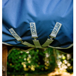 Manta para caballo Horseware High Neck Amigo® Bravo 12 Original 250g 1200D Marino / gris titanio / plata Azul marino