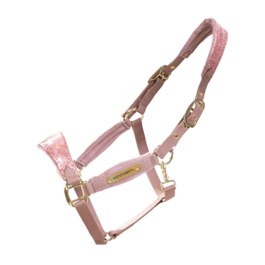 Cabezada de terciopelo con unicornio con purpurina Kentucky Rosa viejo Cabezada de terciopelo con unicornio con purpurina Kentucky Rosa viejo