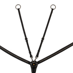 Pechopetral con horquilla de cuero curtido y clincher negro