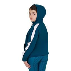 Sudadera de niña de algodón con capucha y cremallera frontal