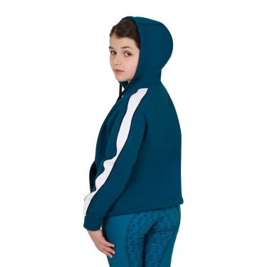 Sudadera de niña de algodón con capucha y cremallera frontal