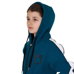 Sudadera de niña de algodón con capucha y cremallera frontal