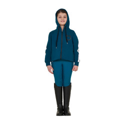 Sudadera de niña de algodón con capucha y cremallera frontal