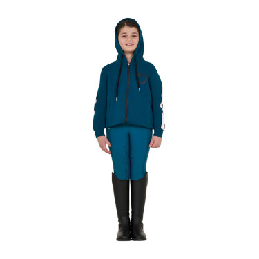 Sudadera de niña de algodón con capucha y cremallera frontal