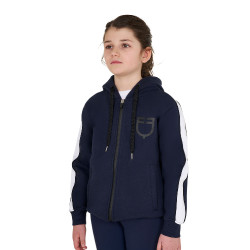 Sudadera de niña de algodón con capucha y cremallera frontal Americana marina Azul marino