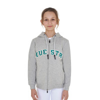 Sudadera infantil con capucha cremallera y letras efecto toalla