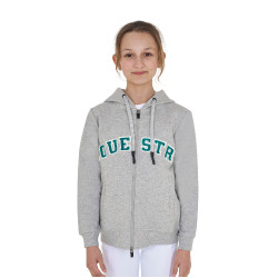 Sudadera infantil con capucha cremallera y letras efecto toalla