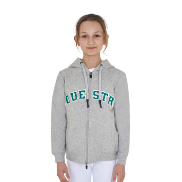 Sudadera infantil con capucha cremallera y letras efecto toalla