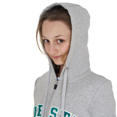 Sudadera infantil con capucha cremallera y letras efecto toalla