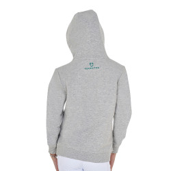 Sudadera infantil con capucha cremallera y letras efecto toalla