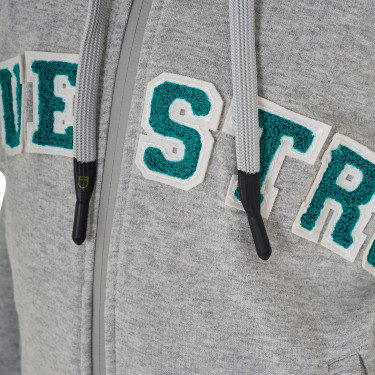 Sudadera infantil con capucha cremallera y letras efecto toalla