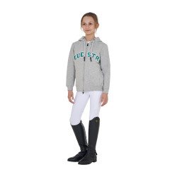 Sudadera infantil con capucha cremallera y letras efecto toalla