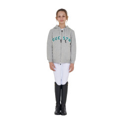 Sudadera infantil con capucha cremallera y letras efecto toalla