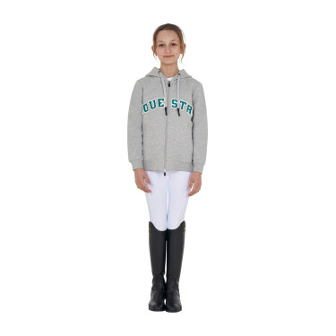 Sudadera infantil con capucha cremallera y letras efecto toalla