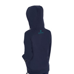 Sudadera infantil con capucha cremallera y letras efecto toalla Americana azul marino / verde ultramar