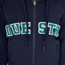 Sudadera infantil con capucha cremallera y letras efecto toalla Americana azul marino / verde ultramar
