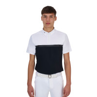 Polo de concurso para hombre Equestro Ridertechnology de manga corta con cremallera