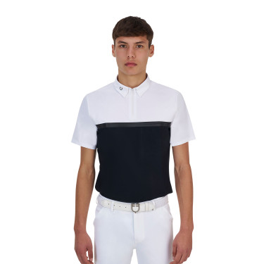 Polo de concurso para hombre Equestro Ridertechnology de manga corta con cremallera