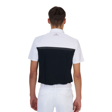 Polo de concurso para hombre Equestro Ridertechnology de manga corta con cremallera