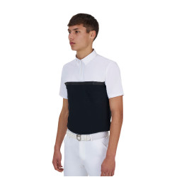 Polo de concurso para hombre Equestro Ridertechnology de manga corta con cremallera