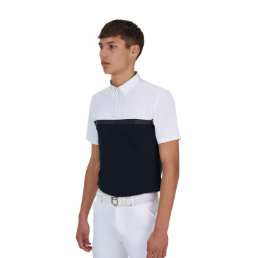 Polo de concurso para hombre Equestro Ridertechnology de manga corta con cremallera