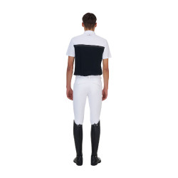 Polo de concurso para hombre Equestro Ridertechnology de manga corta con cremallera