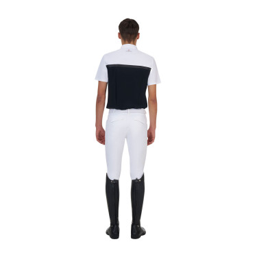 Polo de concurso para hombre Equestro Ridertechnology de manga corta con cremallera